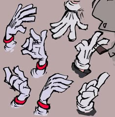 an image of hand gestures drawn in red and white