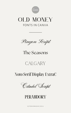 cool fonts canva Old Money Aesthetic Fonts, Old Money Fonts, Old Money Logo, Old Money Brands, Luxury Embroidery, Business Fonts, Of Logo Design, Canva Fonts, Money Design