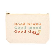 6.5 x 9-INCH MAKEUP POUCH This canvas makeup bag is the perfect size to carry around at 6.5" X 9". A compact carrying case with funny sayings for makeup or small items like jewelry and travel accessories. ECO-FRIENDLY MAKEUP BAG Made from heavy-duty canvas material, these canvas bags for makeup are environmentally friendly. Available in several designs to customize your makeup bag. Made in the USA. FUNNY MAKEUP BAG Choose from several funny designs with a lot of personality. Find bolder statemen Dance Competition Bag, Good Brows, Funny Makeup Bag, Funny Makeup, Eco Friendly Makeup, Cute Makeup Bags, Makeup Humor, Canvas Makeup Bag, Canvas Cosmetic Bag