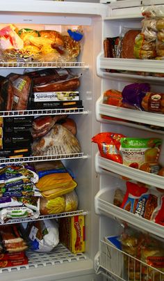 an open refrigerator filled with lots of food