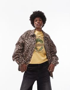 Coats & Jackets by Topshop This is Topshop Animal print Spread collar Zip fastening Regular fit Short Leopard Jacket, Printed Sherpa Jacket, Oversized Leopard Print Long Sleeve Outerwear, Tiger Print Jacket, Leopard Colorblock Sweater, Classic Outfit, Winter Party Dress, Print Jacket, Satin Slip Dress