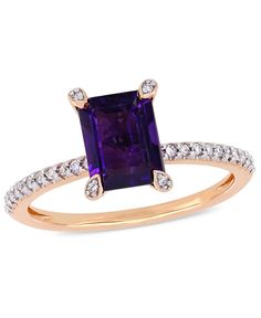 in stock Cocktail Ring Designs, Octagon Ring, Vintage Style Wedding Rings, Gem Rings, Amethyst Rings, Rose Gold Apple Watch, Favorite Engagement Rings, Purple Ring, Rose Gold Fashion