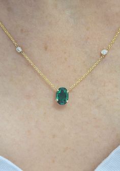 Perfect Emerald Diamonds Necklace for Wife to Be 7 x 5 mm Oval Pendant 14k Gold, Anniversary Necklace, Gold Necklace Gift, Wedding Necklace, Necklace for Bride. Setting Options (Choose & Checkout) White, rose or yellow Gold 14k or 18k Center Stone:  Emerald Chatham 7.00 x 5.00 mm  Carat weight 0.70 Color Green Clarity VS Cut Excellent  Side Diamond: 2 Diamond 0.10 Carat D VS1 Why ∙ It's ∙ Awesome ✓ Gemological Certificate  ✓ 20 Years of Experience ✓ 100% Original Designs ✓ Conflict-Free Diamonds & Gemstones ✓ Free USA Shipping ✓ Custom Orders ✓ Contact us for special request How ∙ Long ∙ It ∙ Takes Most of the world 1-2 Business days Thank a million for trusting and shopping with us 🥰 *All listing photos and designs are subject to copyright. *All rights reserved. SparkandBloomJewelry © 20 Classic Oval Emerald Necklace In Yellow Gold, Classic Oval Emerald Birthstone Necklace, Classic Yellow Gold Oval Emerald Necklace, Classic Oval Emerald Necklace, Oval Diamond Cut Emerald Necklace For Anniversary, Classic Oval Emerald Necklace With Prong Setting, Oval Emerald Gemstone Necklace For Weddings, Oval Emerald Gemstone Necklace In 14k Gold, Oval Emerald Necklace In 14k Gold