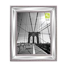 the brooklyn bridge in black and white is shown with an ef logo on it