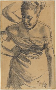 a drawing of a woman with her hands on her hips