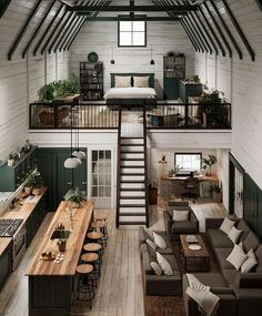 the loft is very large and has stairs leading up to it