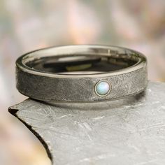 Opal and Meteorite Wedding Band Celtic Wedding Band Set, Meteorite Wedding Rings, Meteorite Wedding Band, Opal Wedding Band, Gibeon Meteorite, Meteorite Jewelry, Engraved Wedding Rings, Opal Wedding Rings, Meteorite Ring