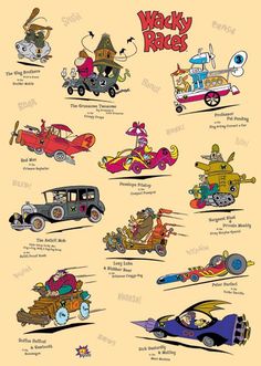 cartoon cars are depicted in this poster