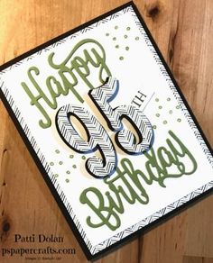 a card with the words happy 95th birthday written in green and white on it