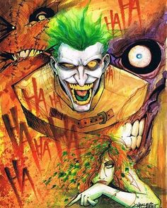 a painting of a joker with green hair