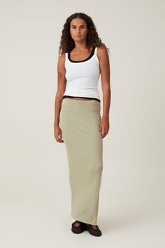 STAPLE RIB MAXI SKIRT Versatile Green Relaxed Fit Skirt, Morocco Outfits, Maxi Skirt Casual, Desert Sage, Ribbed Skirt, Skirt Casual, Tube Skirt, Fits Clothes, Maxi Skirts