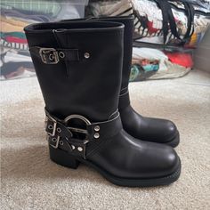 Miu Miu Biker Boots Short , Worn Twice .. Bought A Half Size Too Big For Me! Great Condition No Box Miu Miu Shoes, Biker Boots, Black Color, Miu Miu, Black Boots, Bootie Boots, Ankle Boots, Women Shoes, Fashion Outfits