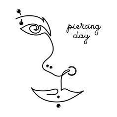 a black and white drawing of a man's face with the words piercing day on it