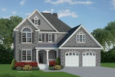 this is an artist's rendering of these two - story house plans for the new england style home