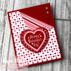 a valentine's day card made with stamping and paper hearts on the inside