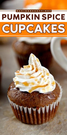 Served with coffee, this pumpkin spice cupcake is one decadent Thanksgiving dessert idea! Topped with whipped cream and caramel drizzle, this simple pumpkin recipe is SO good! You might even want this first thing in the morning! Pumpkin Spice Latte Cupcakes, Caramel Drizzle, Sweetened Whipped Cream, Fall Desserts Easy, Pumpkin Spice Cake, Spice Cupcakes, Cupcake Flavors, Fall Dessert Recipes