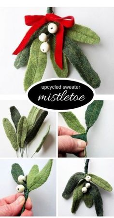 instructions to make an upcycled sweater mistletoe