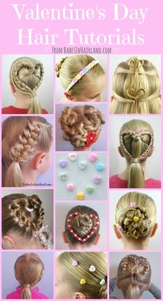 15+ Valentine's Day Hair Tutorials from BabesInHairland.com Hairstyles Names, Valentines Hairstyles, Day Hairstyles, Valentine Hair, Girl Hair Dos, Hairstyles For Girls, Haircut Designs, Heart Hair, Princess Hairstyles