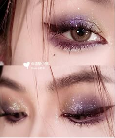 Mauve Eyeshadow Looks, Doyuin Makeup, Glitter Eyeshadow Looks, New Year Makeup, Ulzzang Makeup Tutorial, Mauve Eyeshadow, Monolid Makeup, Vampy Makeup, Makeup Asian