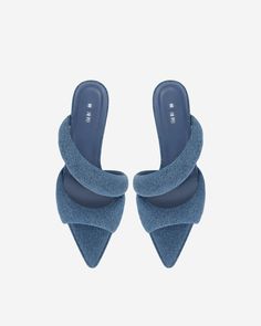 JW PEI Women's Sara Mule Denim - Blue Jw Pei, Denim Sandals, Denim Heels, Dr Shoes, Fashion Shoes Heels, Womens Summer Shoes, Shoe Inspo, Girly Shoes, Pointed Heels