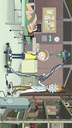 an image of a cartoon scene with people in the kitchen