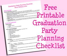 the free printable graduation party planning checklist is on top of a pink background