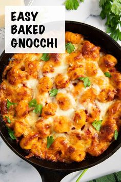 Easy Baked Gnocchi is the absolute comfort food!  Pillowy soft gnocchi in a rich tomato sauce and topped with two kinds of cheese --- all baked to perfection.  You will surely ask for seconds! Gnocchi Recipes Easy, Gnocchi Dishes, Baked Gnocchi, Stewed Potatoes, Kinds Of Cheese, Gnocchi Recipes, Easy Oven, Fresh Pasta, Potato Dishes