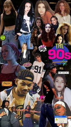 A 1990s collage captures the eclectic and dynamic cultural landscape of this transformative decade, blending diverse elements that defined its pop culture, fashion, and technological evolution. This artistic composition might include imagery associated with grunge fashion, iconic figures like the Spice Girls and Nirvana, popular TV shows like "Friends," and references to the rise of the internet and early digital technology. Pop Culture Outfits Ideas, 90s Nostalgia Outfits, 90s Outfit Ideas Party, 90s Aesthetic Party, 90s Party Aesthetic, 90a Fashion Outfit, Collages Wallpaper, 90s Dress Up, 90s Themed Outfits