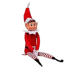 an elf is sitting on the ground with his legs crossed and feet spread out, wearing striped stockings