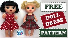 two dolls are standing next to each other with the caption free doll dress pattern