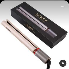 New S.V.G.E.V 2 In 1 Pro Hair Styler Pro Ceramic Iron Reduces Frizz 250-450 Heat Range Heated Hair Rollers, No Heat Hair Curlers, Mini Hair Straightener, Ceramic Brush, Curling Wand Set, Professional Hair Straightener, Hot Rollers Hair, Pro Hair, Hair Straightener And Curler