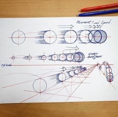 the drawing shows how to draw circles with pencils