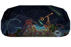 an animated scene with a boy looking through a telescope at the stars in the night sky