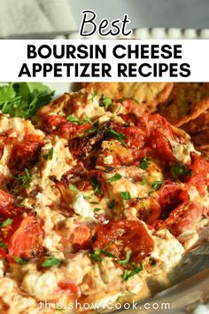 the best boursin cheese appetizer recipe with tomatoes and parsley on top