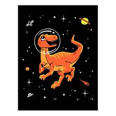 a t - shirt with an image of a dinosaur in space