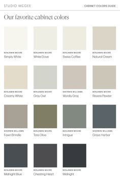 the color chart for our favorite cabinet colors