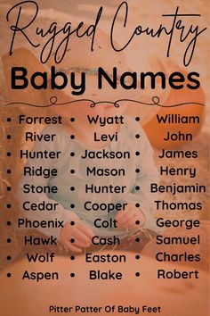 a baby names poster with an image of a cowboy hat on it's head