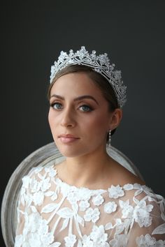 Crown for Brides Bridal Crown | EDEN LUXE Bridal Bohemian Veils, Floral Veil, Silver Head Piece, Beautiful Tiaras, Lady Mary, Diamond Tiara, Diamond Crown, Cathedral Veil, Gown Photos