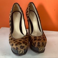 Gorgeous Gorgeous Gorgeous! With Real Calf Hair. Excellent Preowned Condition With Minimal But Normal Signs Of Wear On Bottom. Chic 4-inch Leopard Print Heels, Chic 4-inch Heel Leopard Print Heels, Leopard Print Heels With Pointed Toe And 4-inch Heel, 4-inch Heel Leopard Print Leather Heels, Fendi Shoes, Calf Hair, Platform Pumps, Fendi, Pumps