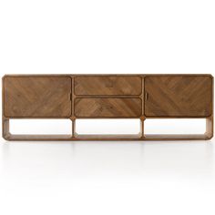 the sideboard is made out of wood and has three drawers