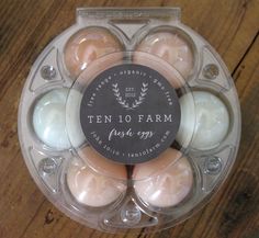 ten 10 farm fresh eggs in an egg carton