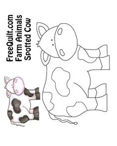 a drawing of a cow laying down next to a paper cutout with the words farm animals on it