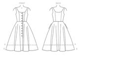 the front and back view of a dress, with buttons on each side that are attached to