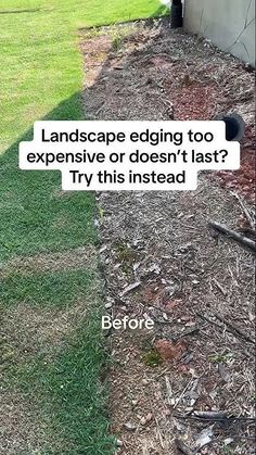 a yard with grass and mulch on the ground that has been dug into it