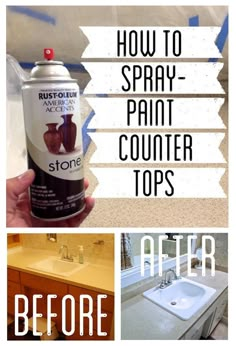 a collage of pictures with the words how to spray paint counter tops