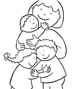 a black and white drawing of a woman holding a baby in her arms, with the child