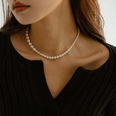 This Ivory Pearl Choker Necklace is a modern style necklace with anti-allergic and durable finish that makes it blend with any outfit. Chic Long White Chain Necklace, Chic White Long Chain Necklace, Chic White Pearl Chain Necklace, Elegant Long White Chain Necklace, Elegant White Beaded Chain Necklace, Elegant White Round Beads Chain Necklace, Elegant White Chain Necklace With Round Beads, Chic White Necklace With Clavicle Chain, Chic White Clavicle Chain Necklace