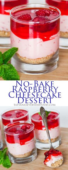 there is a dessert with raspberry cheesecake in it