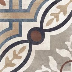 an artistic tile design with brown and blue accents