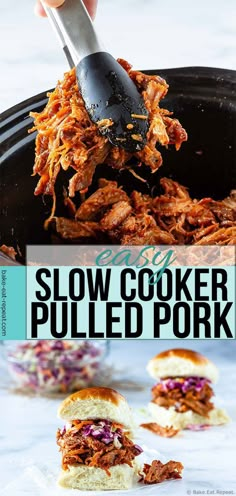 the slow cooker pulled pork is being cooked